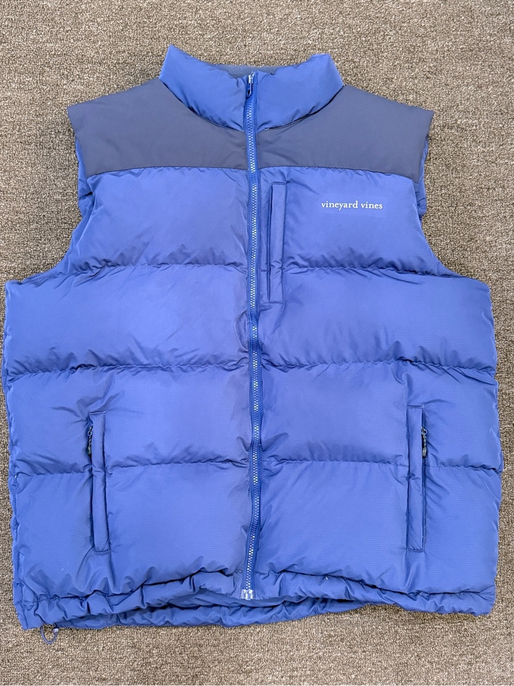 Vineyard Vines Men’s Royal Blue Quilted Puffer Vest with Dark Yoke